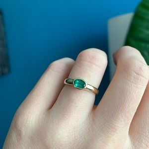 SOLD / RG The Shop 14k Solid Gold Untreated Zambian 1/2 Ct Emerald Ring Size 5